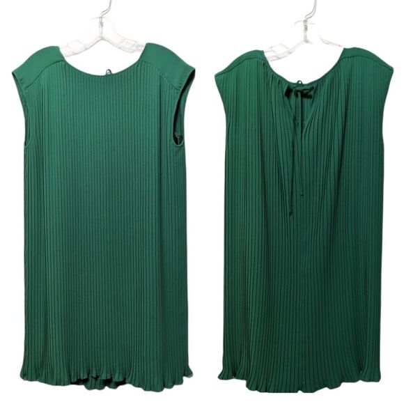 FLICKA Pleated Green Party Shift Dress M - Picture 1 of 7